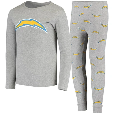 Outerstuff Kids' Youth Gray Los Angeles Chargers Long Sleeve T-shirt & Pants Sleep Set