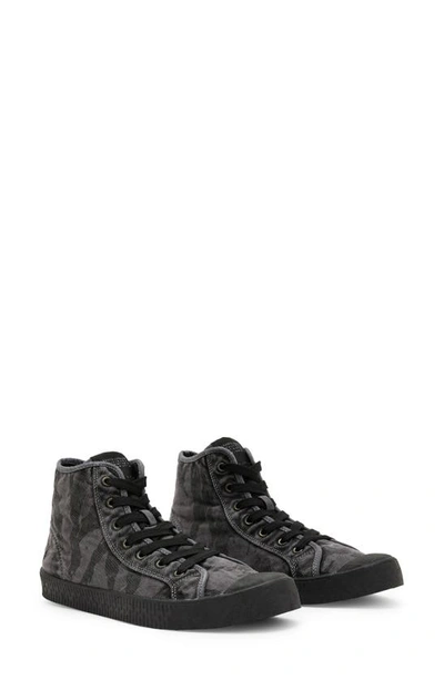 Allsaints Max High Top Sneaker In Black Tiger Palm