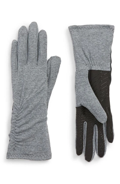 Ur Side Ruched Stretch Touchscreen Compatible Gloves In Grey Heather