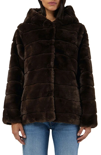 Apparis Goldie 5 Faux Fur Coat In Espresso