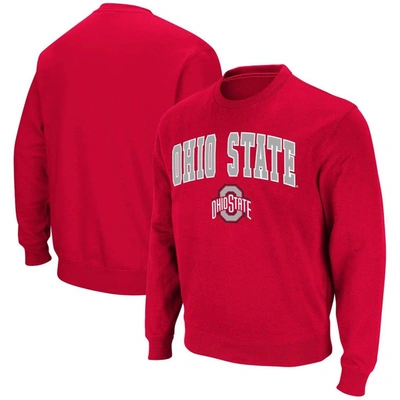 Colosseum Men's Scarlet Ohio State Buckeyes Team Arch Logo Tackle Twill Pullover Sweatshirt