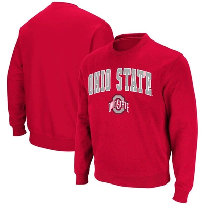 Colosseum Men's Ohio State Buckeyes Team Arch Logo Tackle Twill Pullover Sweatshirt In Scarlet
