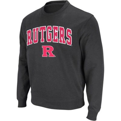 Colosseum Men's Rutgers Scarlet Knights Arch And Logo Crew Neck Sweatshirt In Charcoal