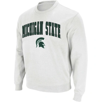 Colosseum White Michigan State Spartans Arch & Logo Crew Neck Sweatshirt