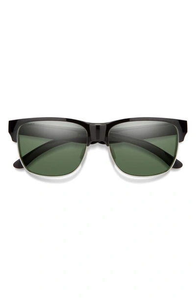 Smith Lowdown Split 56mm Chromapop™ Polarized Square Sunglasses In Black / Grey Green