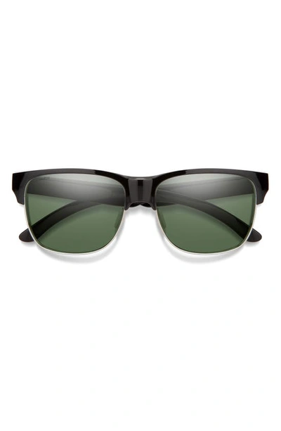 Smith Lowdown Split 56mm Chromapop™ Polarized Square Sunglasses In Black / Gray Green