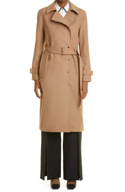 Burberry Newickwol Wool & Cashmere Trench Coat In Camel Melange | ModeSens