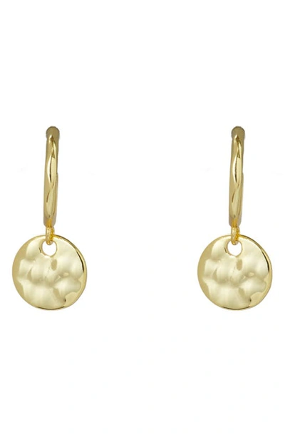 Argento Vivo Sterling Silver Hammered Coin Hoop Earrings In Gold
