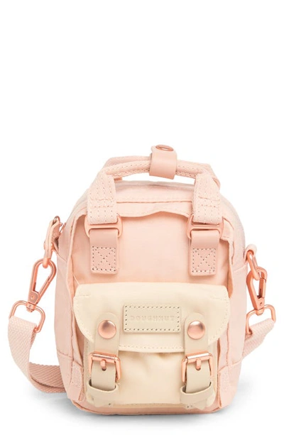 Doughnut Macaroon Tiny Nature Pale Series Leather Trimmed Crossbody Bag In Soft Sunrise X Hazy