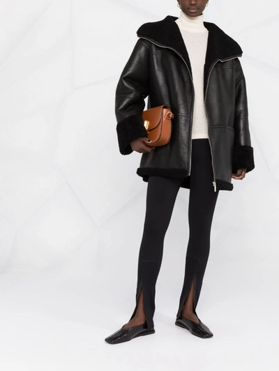 Totême Signature Shearling Oversize Jacket In 200 Black