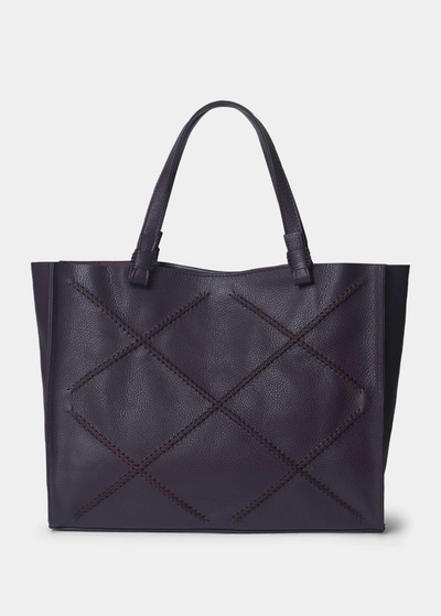 Callista Medium Braided Leather Tote Bag In Plum