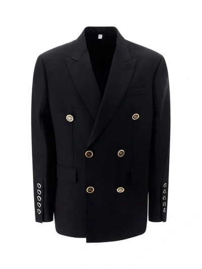Burberry Men's Double-breasted Ekd Suit Jacket In Black