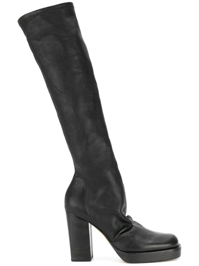 Rick Owens Chunky Platform Boots In 09 Black