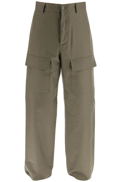Kenzo Straight Cotton Cargo Pants In Green