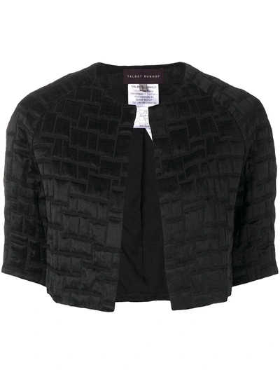 Talbot Runhof Cropped Textured Jacket In Black