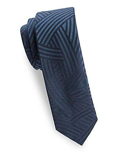 Dries Van Noten Striped Silk Tie In Blue