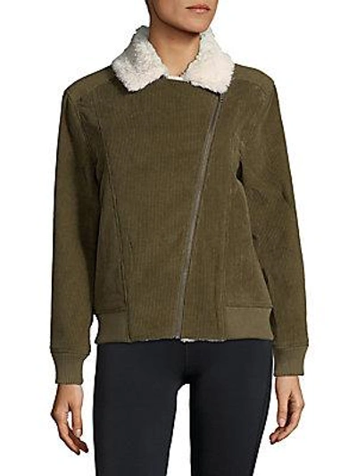 Minkpink Faux Fur-trimmed Bomber Jacket In Khaki