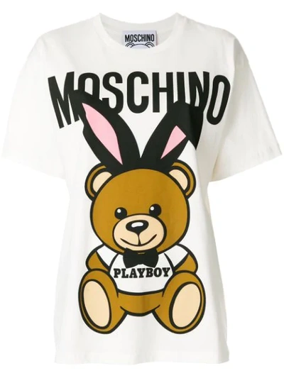 Moschino Teddy Bunny Ears Cotton-jersey T-shirt In 1001