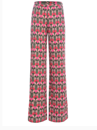 Pinko Patrizia Floral-print Flared Trousers In Green