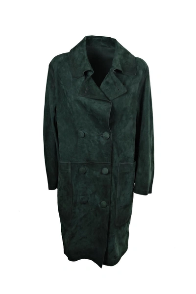 Golden Goose Nives Double-breasted Coat In Military Green
