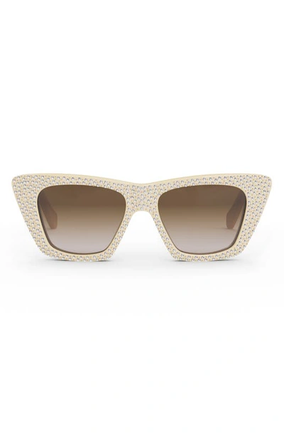 Celine Animation 51mm Gradient Cat Eye Sunglasses In Ivory / Gradient Brown