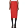 Thom Browne High Waist Cuban Pocket Skirt In Salt Shrink Cotton In Red