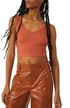 Free People Intimately Fp Solid Rib Brami Crop Top In Myrrh