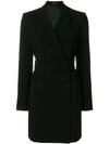 Theory Double-breasted Belted Admiral Crepe Blazer Dress In Black
