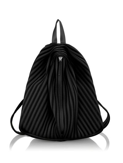 Issey Miyake Linear Knit Top Zip Backpack In Black