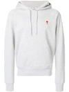 Ami Alexandre Mattiussi Logo-embroidered Hooded Cotton Sweatshirt In Grey
