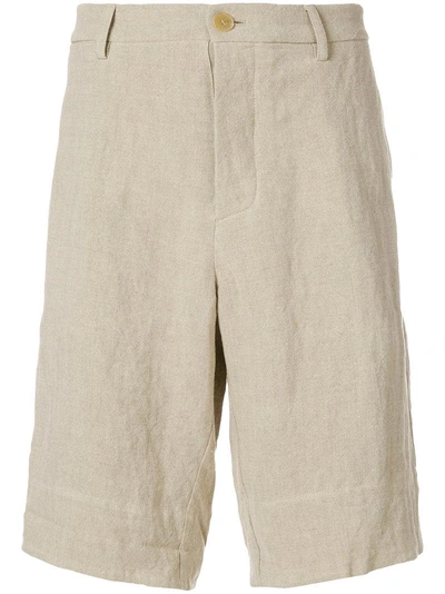 Jw Anderson Back Patch Linen Shorts In Neutrals