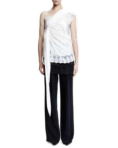 Givenchy Lace-trim Overlayer, White