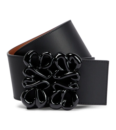 Loewe Reversible Inflated Anagram Leather Waist Belt In Black Tan