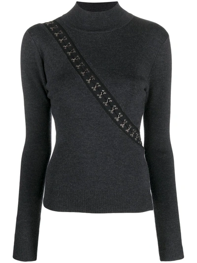 Monse Hook & Eye Merino Wool Blend Turtleneck Sweater In Grey