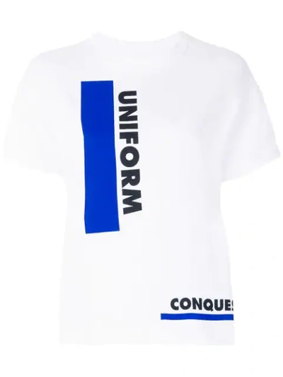 Sacai Lawrence Weiner Uniform T-shirt In Bianco