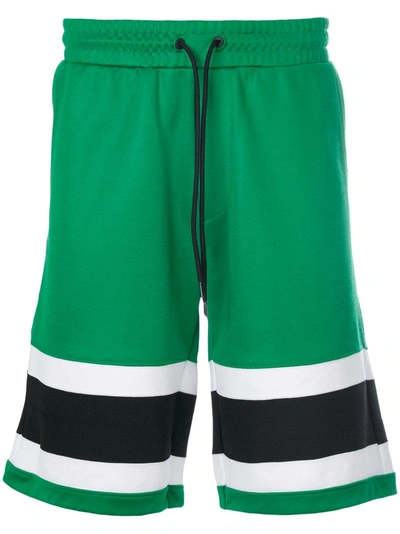 Ami Alexandre Mattiussi Shorts With Bicolour Bands In Green