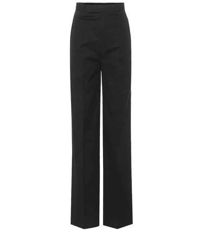 Rick Owens High-waisted Cotton Trousers In Black