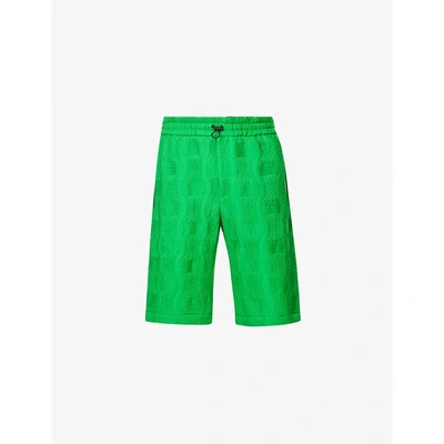 Bottega Veneta Graphic-embossed High-rise Relaxed-fit Woven Shorts In Green