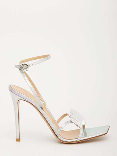 Gianvito Rossi Holographic Strappy Heel Sandals In White