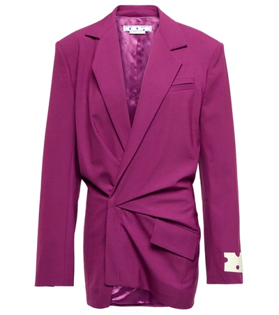 Off-white Fuchsia Pink Virgin Wool Blazer Dress In Viola