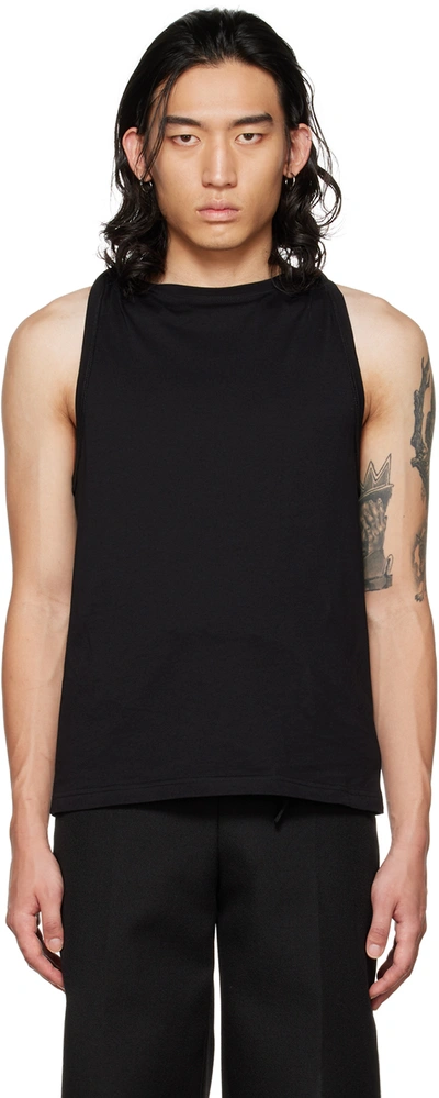 Y/project Black Twisted Shoulder Organic Cotton Tank Top