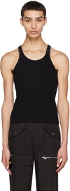 Dion Lee E-hook Ribbed Cotton Tank Top In Black