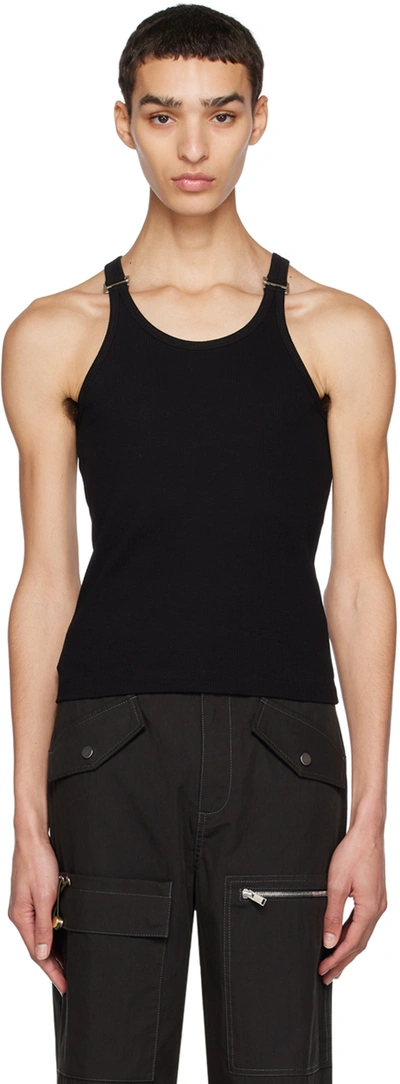 Dion Lee E-hook Ribbed Cotton Tank Top In Black