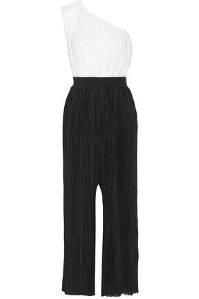 Tome Woman Two-tone Plissé-satin Jumpsuit Black