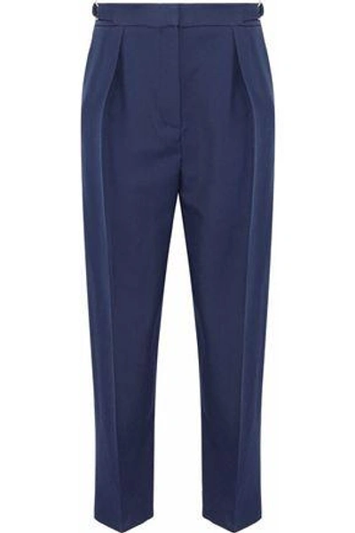 Roksanda Pleated Wool-blend Twill Tapered Pants In Navy