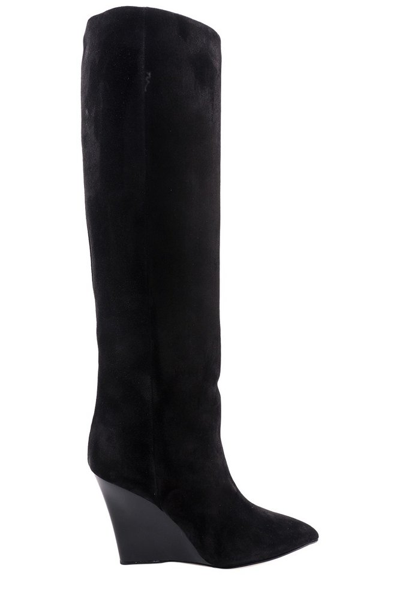Paris Texas Suede Leather Wanda Boots In Black