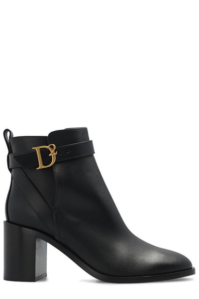 Dsquared2 Logo-buckle High-heel Boots In Black