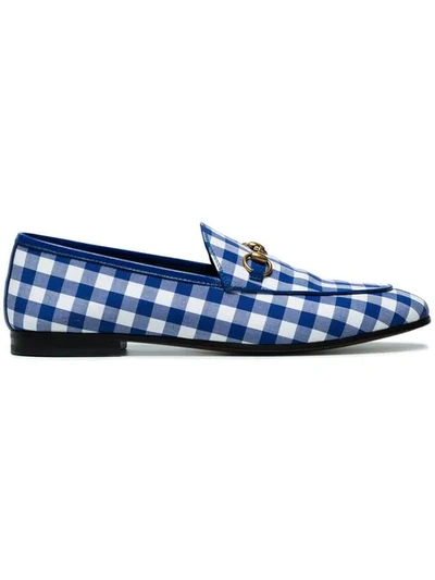 Gucci Blue Gingham Jordaan Loafers