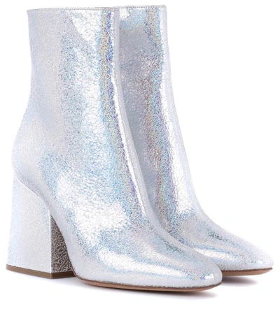 Maison Margiela Metallic Leather Ankle Boots In Silver