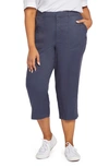 Nydj Plus Size Stretch Linen Utility Pants In Oxford Navy